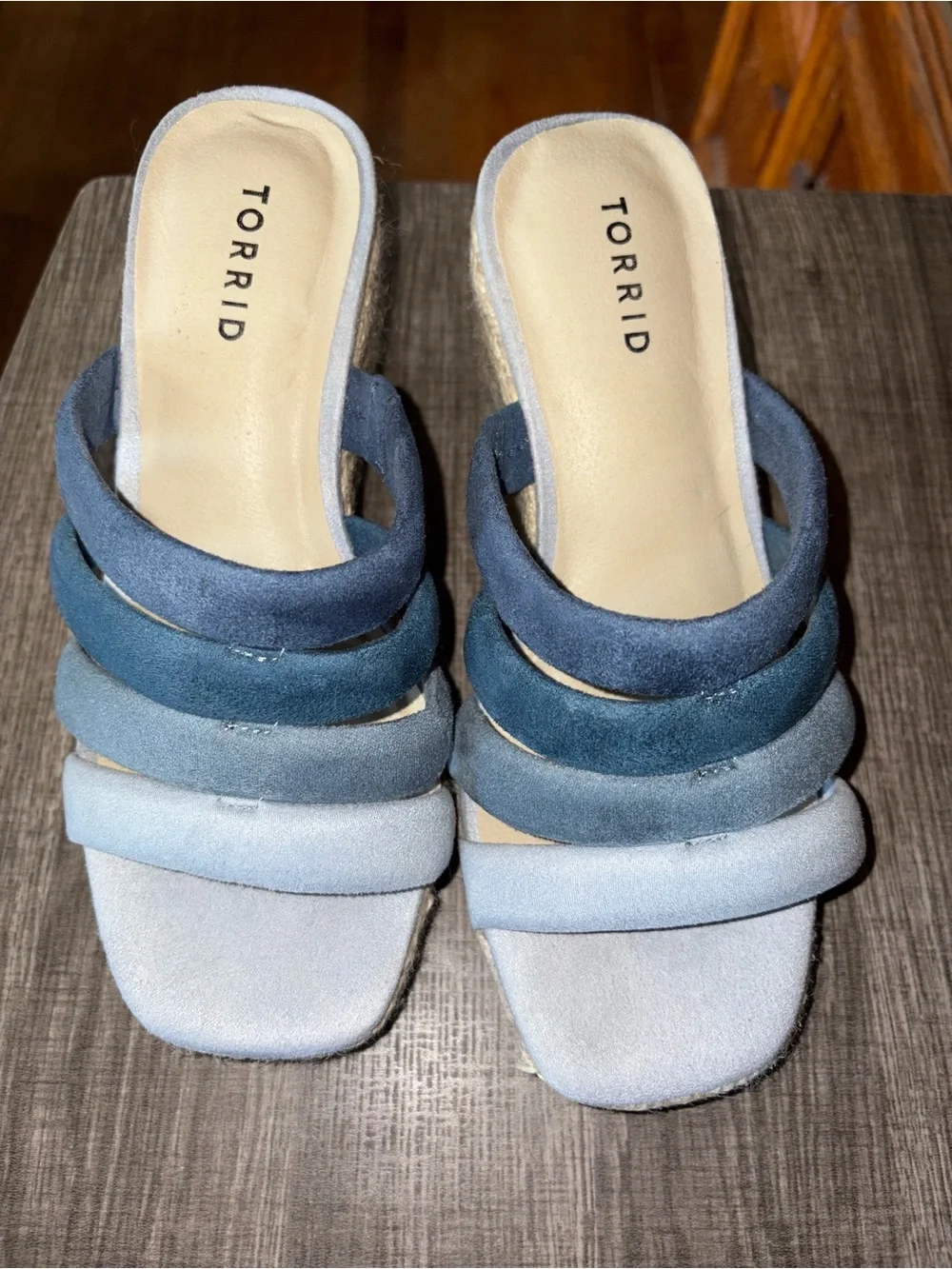 torrid blue ombre espadrille wedge sandals with braided platform